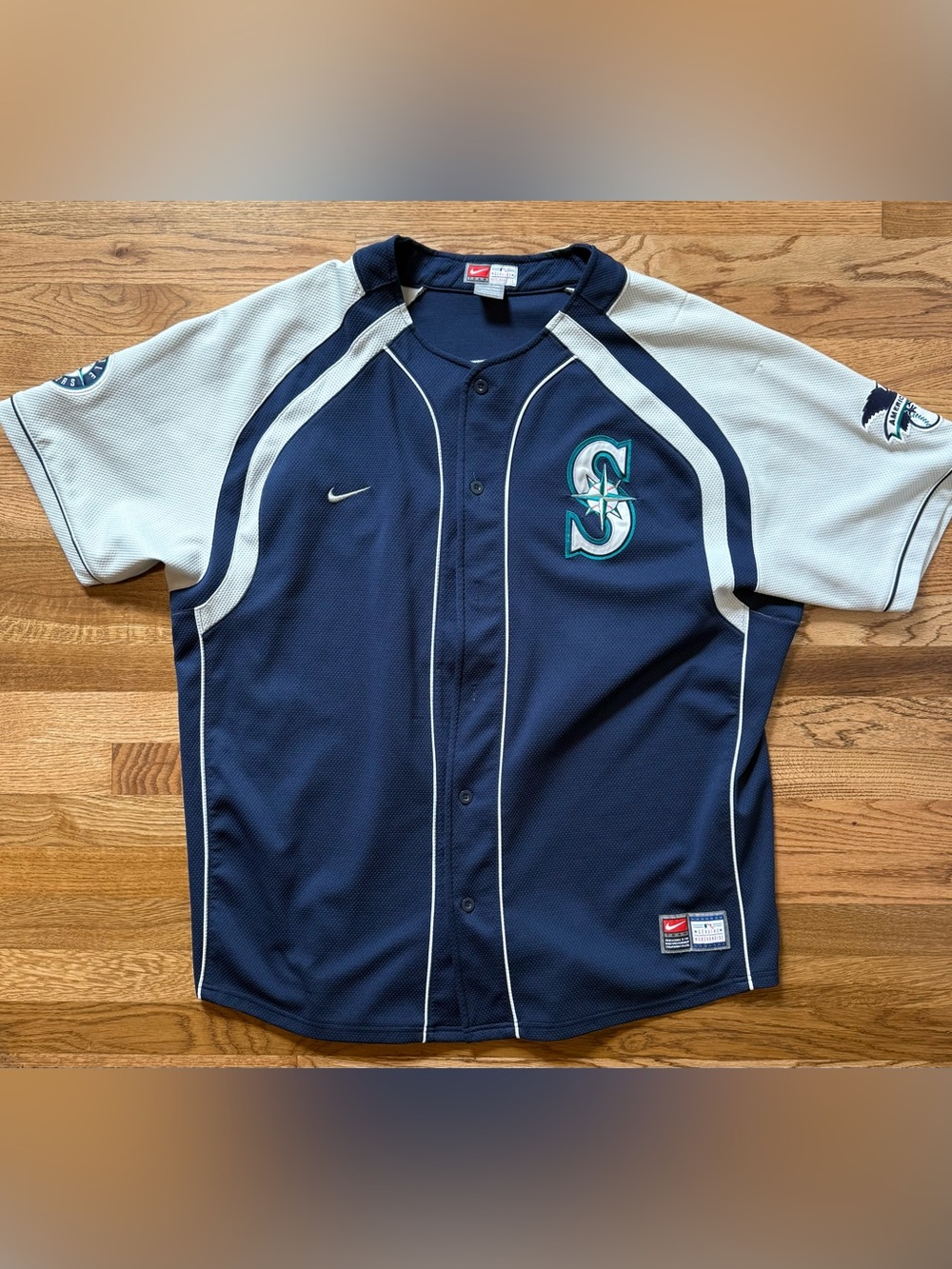 Nike Navy and White Seattle Mariners Baseball Jersey Ichiro Men’s XXL